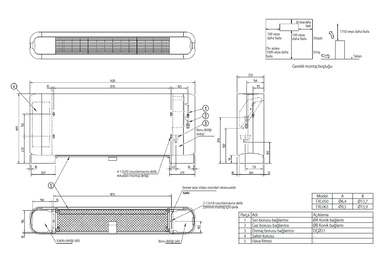 Daikin FXLQ63 – Kasetli Döşeme Tipi İç Ünite VRV